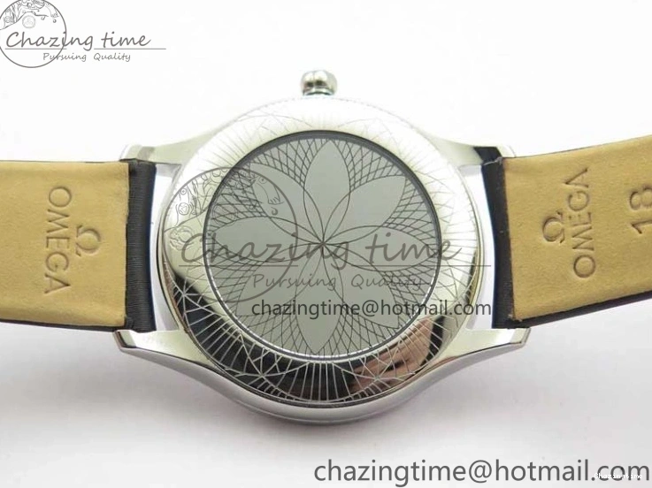 0406 ZeroBulk Ladies’ De Ville Trésor Diamond SS 3AF 1:1 Best Edition White Dial Black Markers On Black fabric strap Swiss Quartz 7880